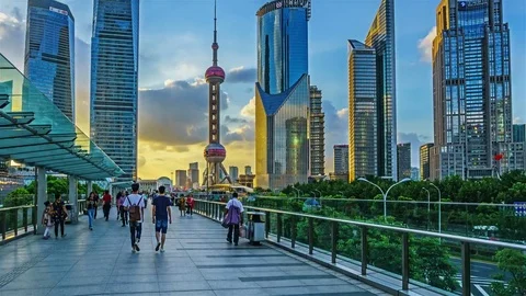 4k Hyperlapse: Shanghai Busy traffic and pedestrian walking street. 스톡 동영상 80594367