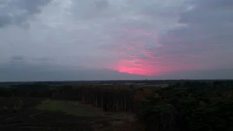 4k hyperlapse of the sun setting over Rendlesham Forest in Suffolk, UK Video stock 228732908