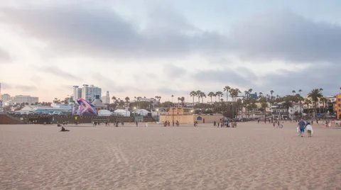 4K Hyperlapse of sunset over beach of Santa Monica Video stock 66428822
