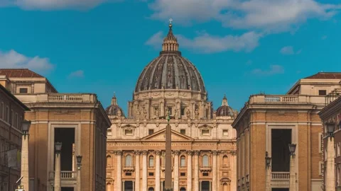 4K hyperlapse super-zoom footage of The Basilica of St. Peter in the Vatican Stock Footage 167768693