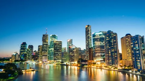 4k hyperlapse video of Brisbane CBD at night Stock Footage 68212975