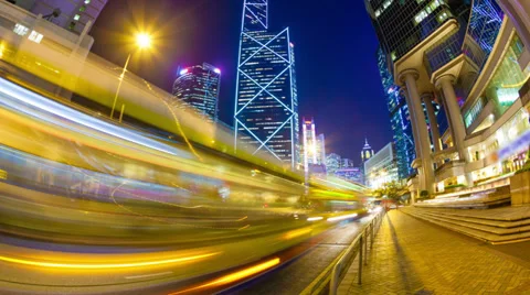 4k hyperlapse video of a busy street in Hong Kong Stock Footage 34863795