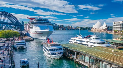4k hyperlapse video of Circular Quay in Sydney CBD in daytime Stock Footage 68945438