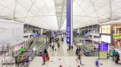 4k hyperlapse video of commuters in the Hong Kong International Airport Stock Footage 35401335