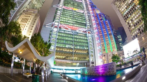 4k hyperlapse video of financial district in a city Stock Footage 35579772