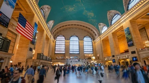 4k hyperlapse video of Grand Central Station in New York Stock Footage 90406356