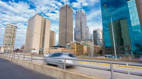 4k hyperlapse video of highway traffic and cityscape Video stock 65067796