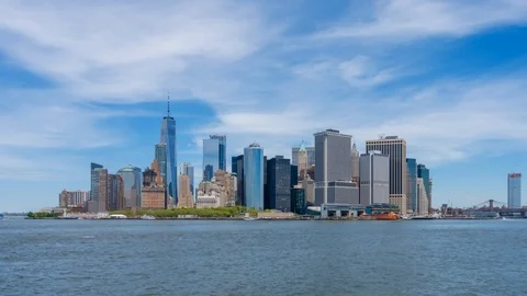 4k hyperlapse video of Lower Manhattan skyline in daytime Stock Footage 90903204