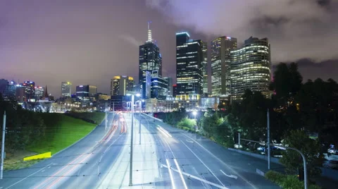 4k hyperlapse video of Melbourne CBD Stock Footage 40426496