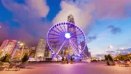 4K Hyperlapse Video Of Skycrapers And Ferris Wheel In Hong Kong Stock Footage