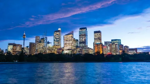 4k hyperlapse video of Sydney CBD from day to night Stock Footage 68936259