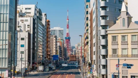 4k hyperlapse video of Tokyo Tower Stock Footage