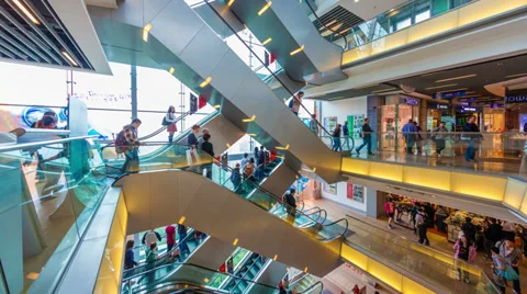 4k hyperlapse video of tourists inside the Peak Tower in Hong Kong Stock Footage 36561588