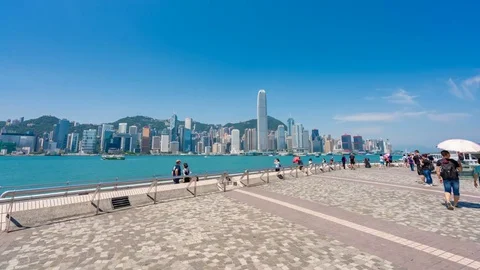 4k hyperlapse video of Tsim Sha Tsui Promenade in Hong Kong Video stock 78486219