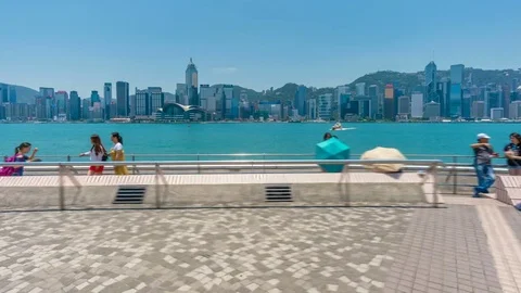 4k hyperlapse video of Tsim Sha Tsui Promenade in Hong Kong Stock Footage 79809747