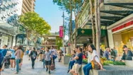 4K Hyperlapse Video Of Walking Along Busy Pedestrian Mall Stock Footage