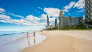4K Hyperlapse Video Of Walking Along A Beach In Gold Coast, Australia Stock Footage