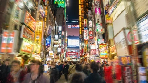4k hyperlapse video of walking along Kabukicho in Tokyo Video stock 105995273