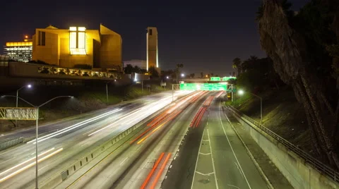 4K Hyperlapse view of the heavy traffic on 101 Freeway, Downtown, Los Angeles Stock Footage 65219822
