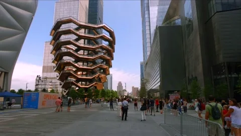 4K Hyperlapse walk around the vessel in hudson yards - New York City Stock Footage 137670654