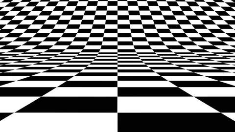 4k hypnotic black and white geometric monochrome tiles curved stage floor moving Video stock 210490741