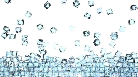 4K Ice cubes is falling down on a white Stock Footage 39659031