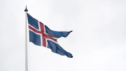 4k Iceland Flag in Wind Stock Footage 92782792