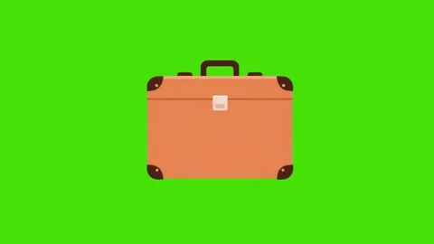 4k icon of brown suitcase isolated on green screen Stock Footage 289197223