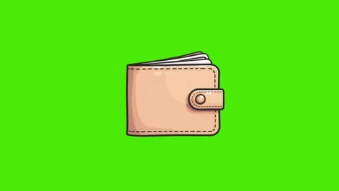4k icon of brown wallet isolated on green screen Stock Footage 289178594
