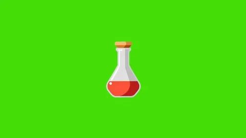 4k icon of flask with red mixture isolated on green screen Stock Footage 288709370
