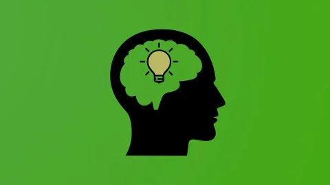 4k icon light bulb in head of person icon isolated on green background Stock Footage 287997246