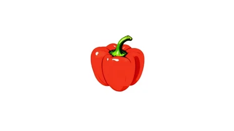 4k icon of red bell pepper isolated on white background Stock Footage 287998422