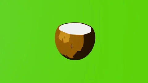 4k icon of a ripe coconut isolated on a green screen Stock Footage 287873903