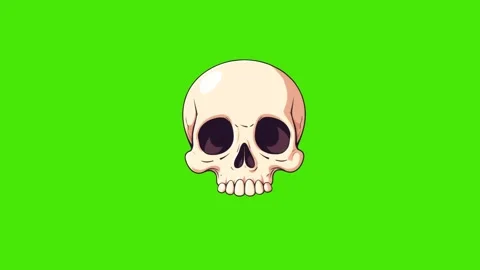 4k icon of white skull isolated on green background Stock Footage 288709652