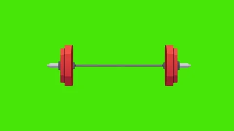 4k icon of wide barbell with red weights isolated on green screen. Stock Footage 288709775