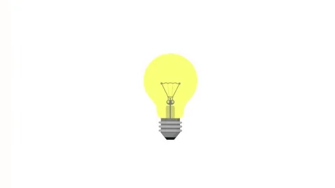 4k icon of yellow burning light bulb isolated on white background Stock Footage 288709324