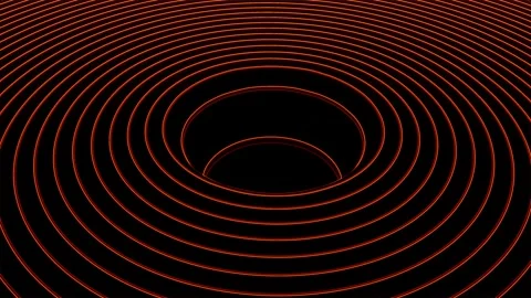 4K illusion animation of falling in the center of circle neon pattern structure. Video stock 155034088