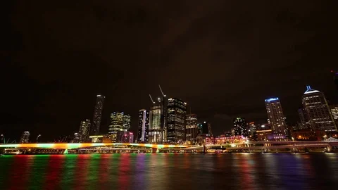 4K Impressive night time lapse of the Brisbane River (Australia) Stock Footage 100359518
