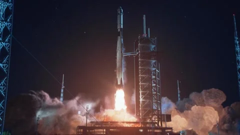 4K Inaugural Launch Blue Origin New Glenn Heavy-Lift Cape Canaveral Stock Footage 330479779