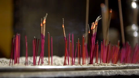 4K Incense burning in ancient asian temple Taiwan. Temples are place worship-Dan Stock Footage 102769900