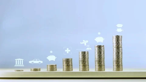 4K Increasing row of Money is present icon saving money Stock Footage 118147835