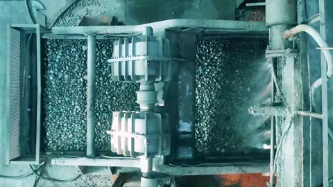 4K Industrial Grinding Machine Processing Copper Ore Mineral Plant Stock Footage 330479814