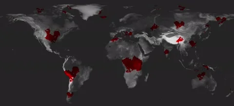 4k Infected Global Map of the World Видео 148020657