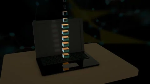 4K Information Laptop Technology Background 3D Rendering Stock Footage 301641039