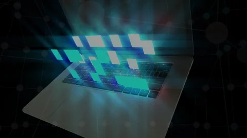 4K Information Laptop Technology Background 3D Rendering Stock Footage 301641541