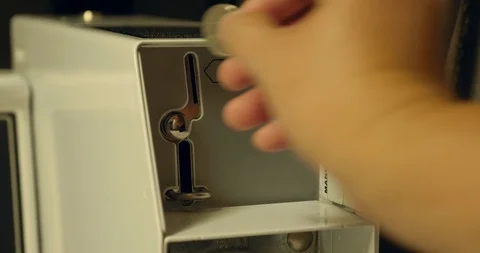 4k Insert coins into laundry Stock Footage 99065740