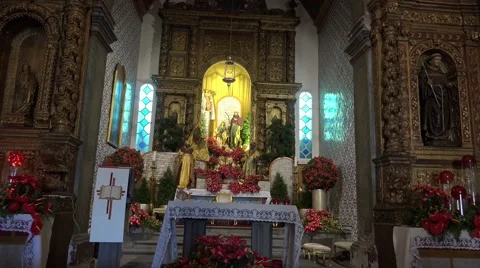 4k Inside panning Sao Bento church Ribeira Brava Madeira island Stock Footage 47881422