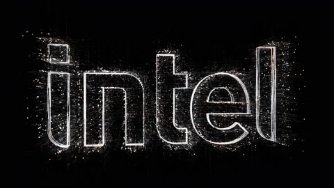 4k Intel word CPU Processors chip Graphics GPU company brand logo,Matrix binary Stock Footage 112527531