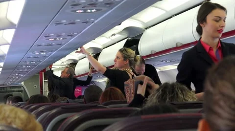 4k Interior airplane, point of view as passenger from coach seats Stock Footage 50640501