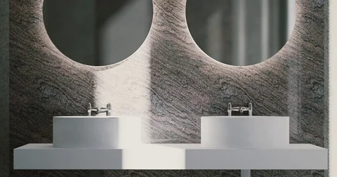 4k. The interior of the bathroom. Hygiene items. Stock Footage 73377393